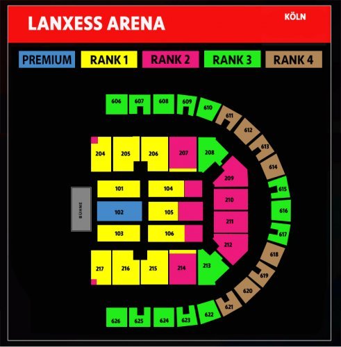 Plattegrond Lanxess Arena - Andre Rieu Keulen